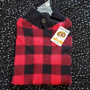 Buffalo Check Dog Sweater Red Black Cozy Winter Wear / Simply Dog / Large
